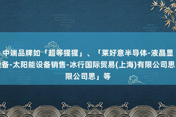 中端品牌如「超等猩猩」、「莱好意半导体-液晶显示设备-太阳能设备销售-冰行国际贸易(上海)有限公司思」等