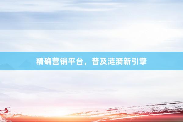 精确营销平台，普及涟漪新引擎